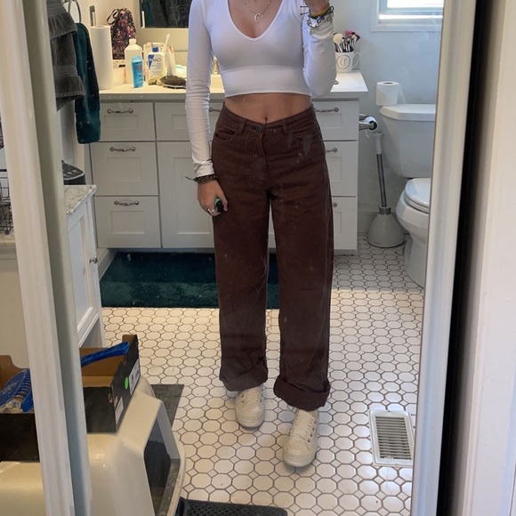 garage denim brown street wide leg jeans - Picture 2 of 6